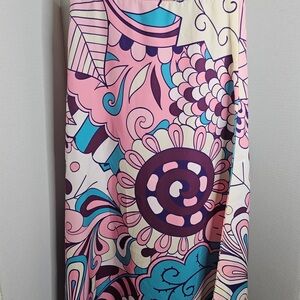 Floral Pink and Blue Midi Skirt